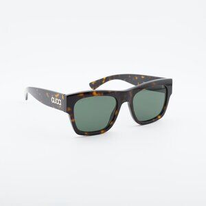 Gucci GG1793S 002 Sunglasses Havana Square Frame, Green Lenses